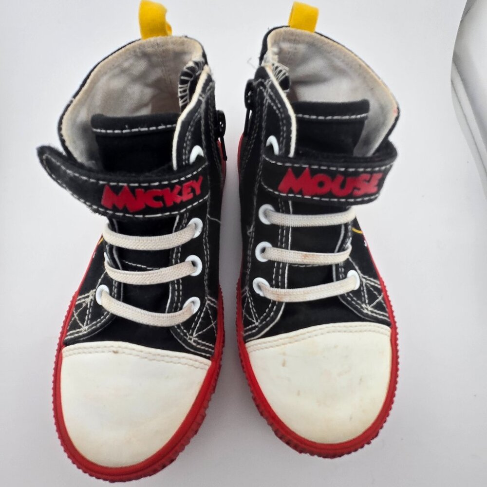 Disney Mickey Mouse Toddler Boys Hi Top Sneakers Size 10 Black Red Pluto